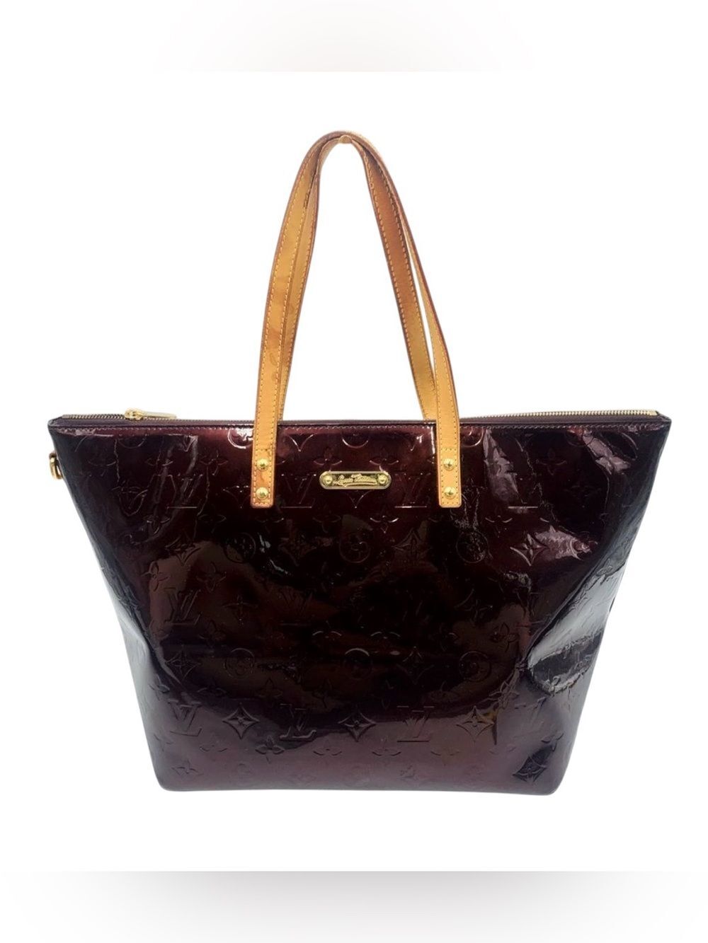 Authentic Louis Vuitton Vernis Patent Leather Amarante LV Bellevue GM Tote